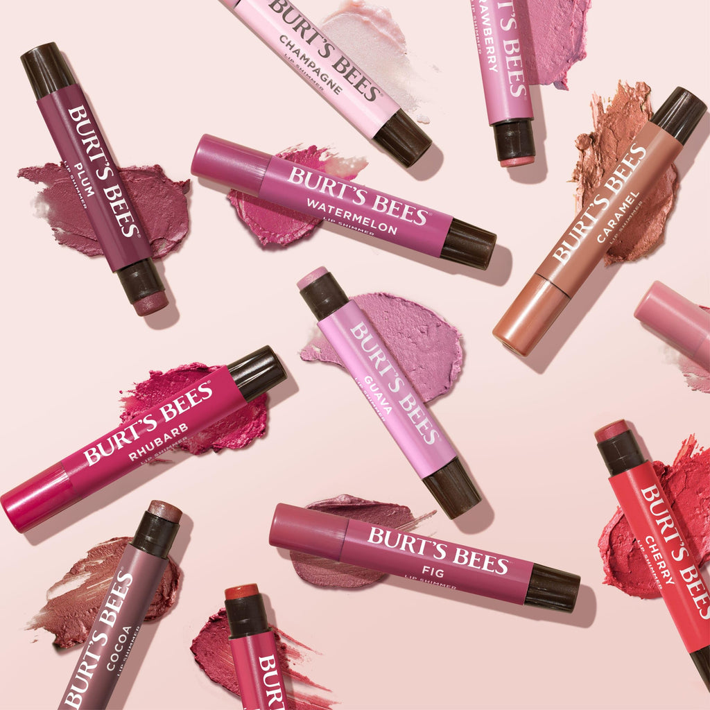 Burt's Bees Shimmer Lip Tint Set, Tinted Lip Balm Stick, Moisturizing for All Day Hydration with Natural Origin Glowy Pigmented Finish & Buildable Color, Champagne (4-Pack)