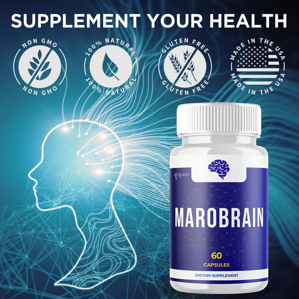(3 Pack) Marobrain Capsules, Official Marobrain Pills with All Natural Ingredients, Advanced Formula Brain Health Support Supplement with Max Strength Premium Vitamins for Women & Men (180 Capsules)