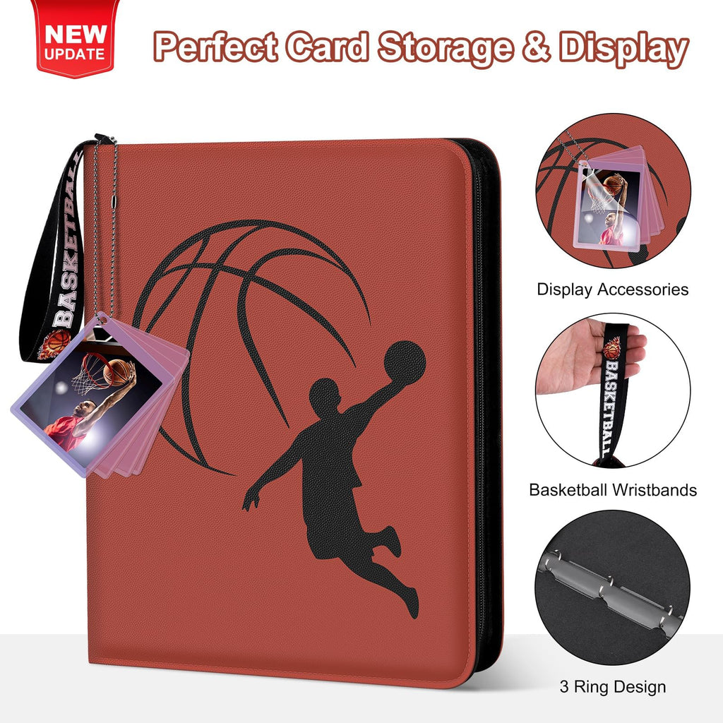 Basketball Card Binder 720 Pocket, Sports Card Binder with Card Display Design, Premium Card Holder with Sports Pattern Wristband Fit for Basketball Cards 2025