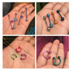 BodyJ4You 120PC Body Piercing Random Jewelry Kit - CBR BCR Rings Barbells Studs Screws Curved Bars - Belly Button Cartilage Tragus Nose Septum Tongue - 14G 16G 18G Steel Bulk Mix