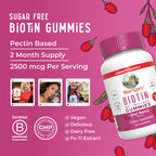 MaryRuth Organics Biotin Gummies | Sugar Free | Vegan | Non-GMO | 2,500 mcg Biotin Supplement | Hair Skin and Nails Vitamins | Hair Growth Vitamins | Hair Growth Supplement | 60 Count