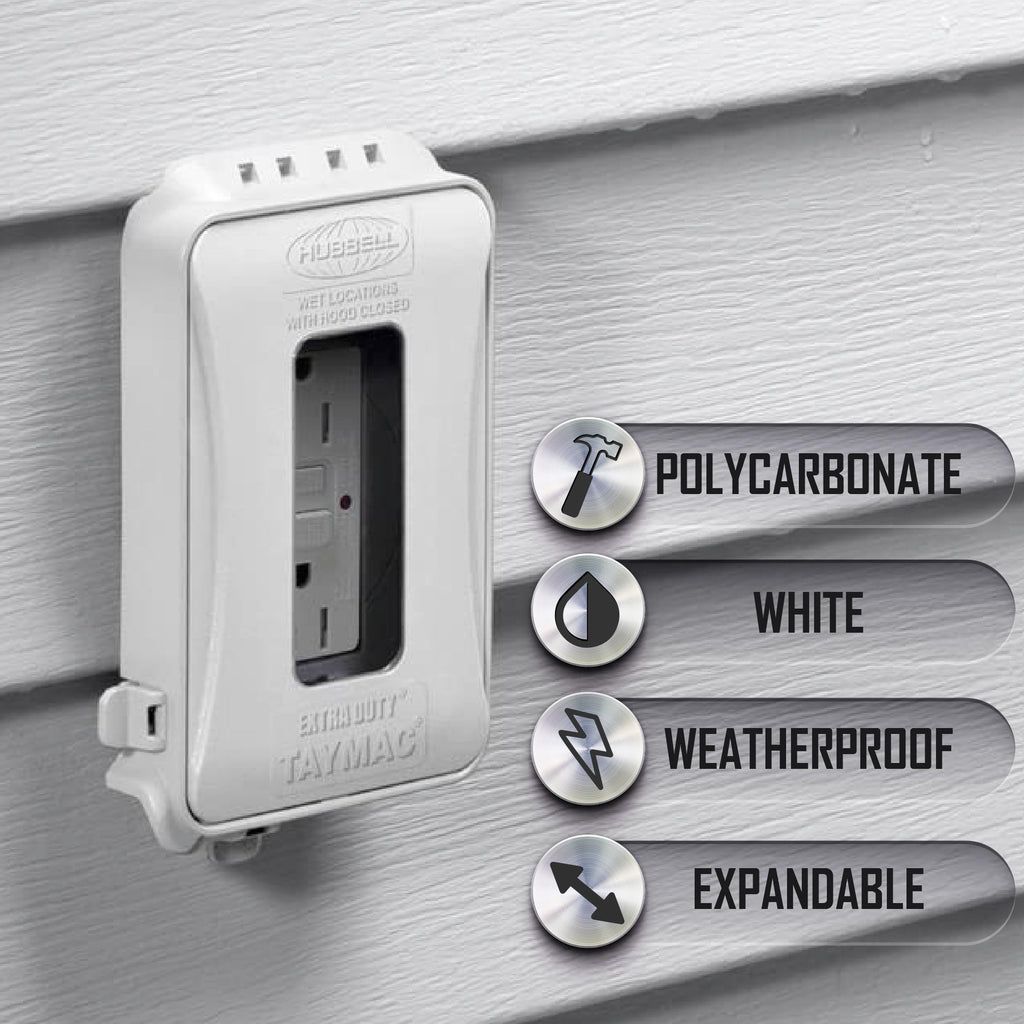 TAYMAC ML500W Single-Gang Mount 16-in-1 Flat Nonmetallic Weatherproof Vertical/Horizontal, 1-Pack, White