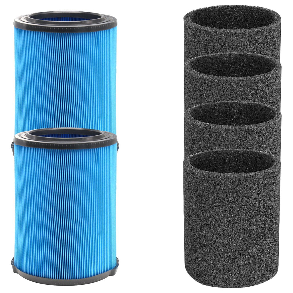 GEBDSM VF5000 Filter Replacement Fits for Ridgid 6-20 Gallon Wet Dry Vacuums WD1450 WD09700 WD06700 WD1680 RV2400A, 2 Pack VF5000 Filters + 4 Pack Foam Sleeves