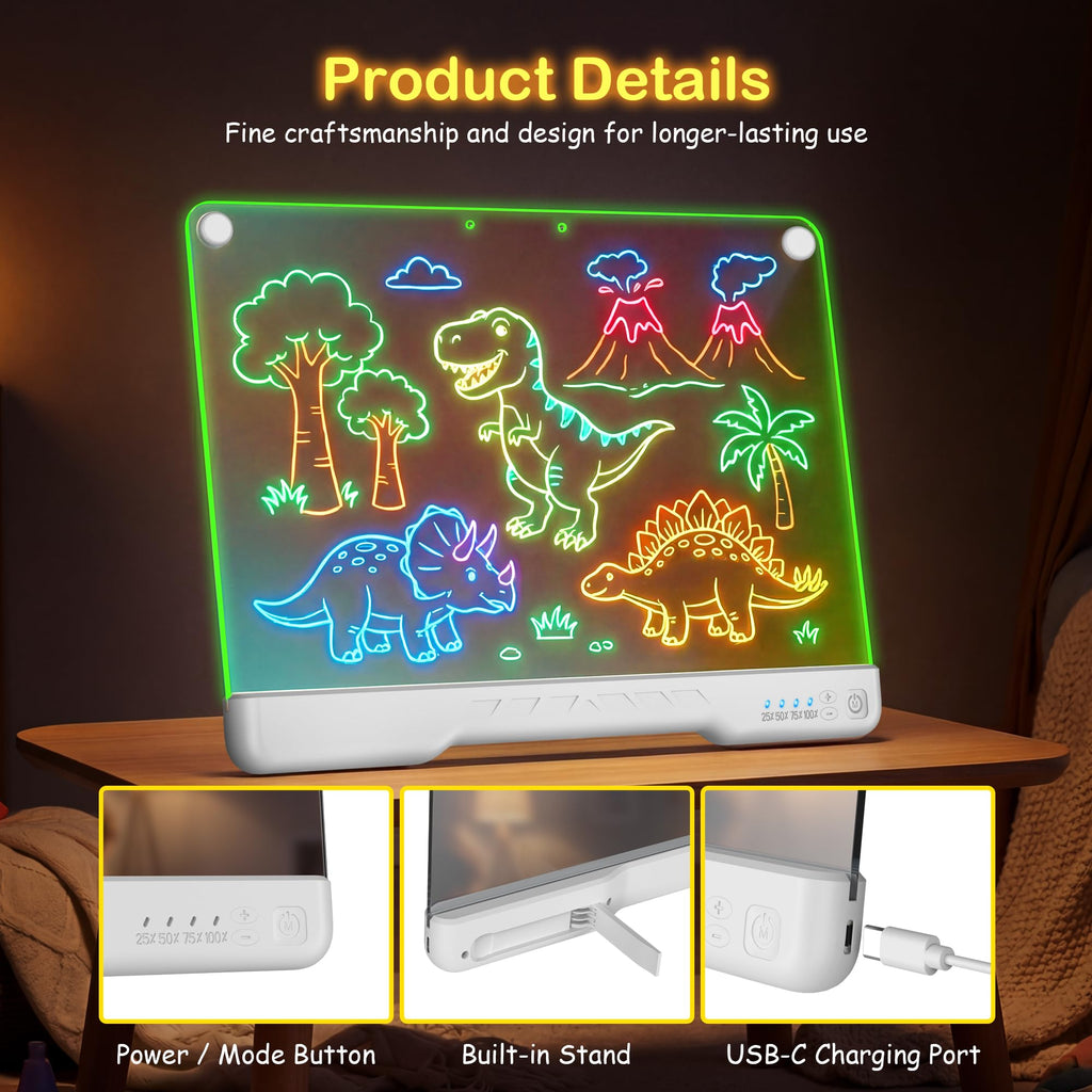 17" LED Drawing Board for Kids, 3 4 5 6 7 8-12+ Year Old Girl Birthday Gift