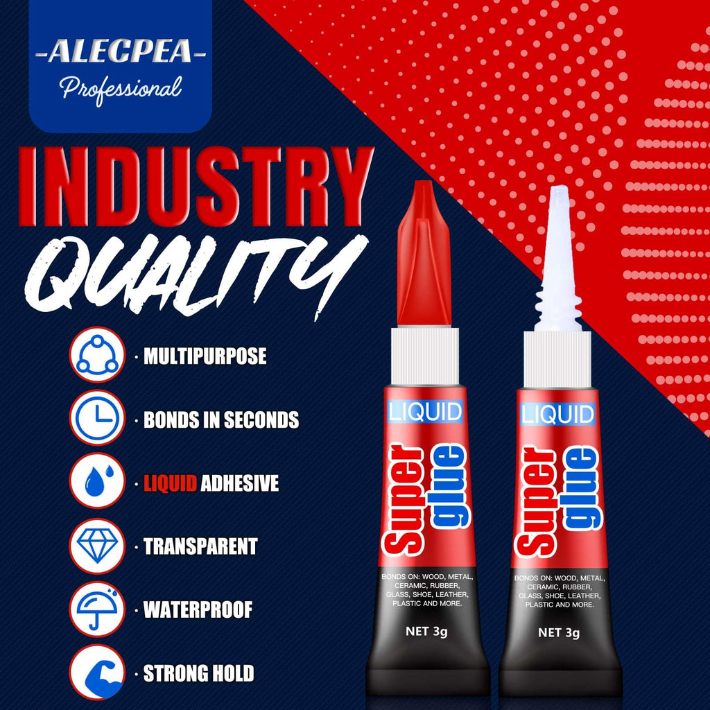 ALECPEA Super Glue, 48 X 3g, Liquid Instant Glue for Metal and Ceramic