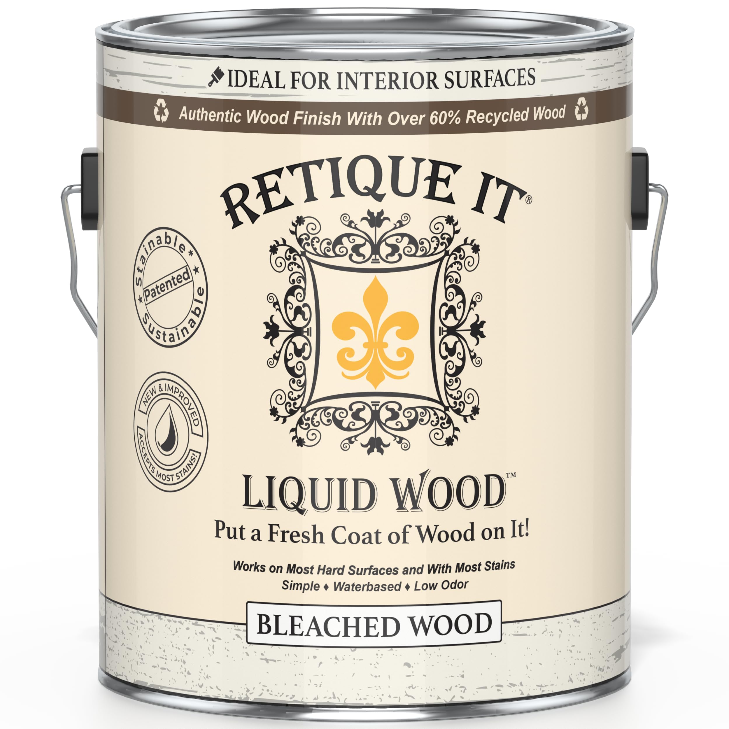 Retique It New and Improved Formula Liquid Wood Coatings - Stainable Primer - Paint It Then Stain it (Bleached Wood, X-Large)