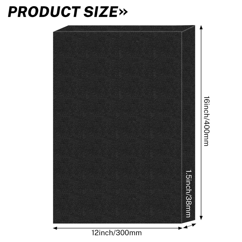 Polyurethane Foam Inserts, 2 PCS 16 x 12 x 1.5 Inch Black Cuttable Packing Foam Sheets for Tool Box, Camera, Crafts and Storage
