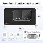 hooga Grounding Mat for Feet, Desk & Floor | Sleep, Stress Relief & Muscle Relaxation | 24"x16" Conductive Carbon Pad | 15 Ft Cord | Non-Slip Rubber Backing | Indoor Grounding Mat