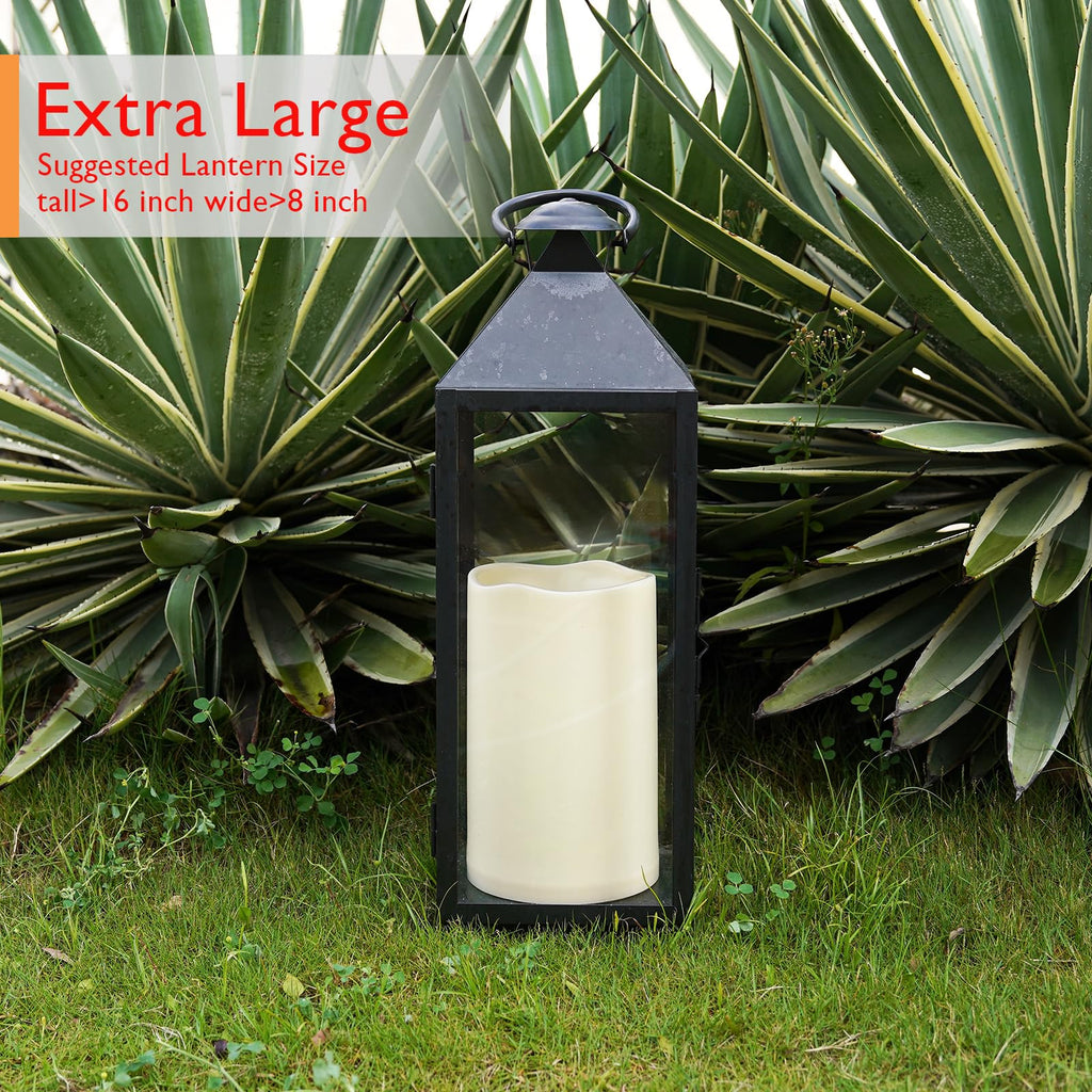 Homemory 6" x 9" Extra Large Outdoor Waterproof Candle with Auto 6-Hour Timer, No Remote, Ivory Plastic Made, Long Last for Half A Year