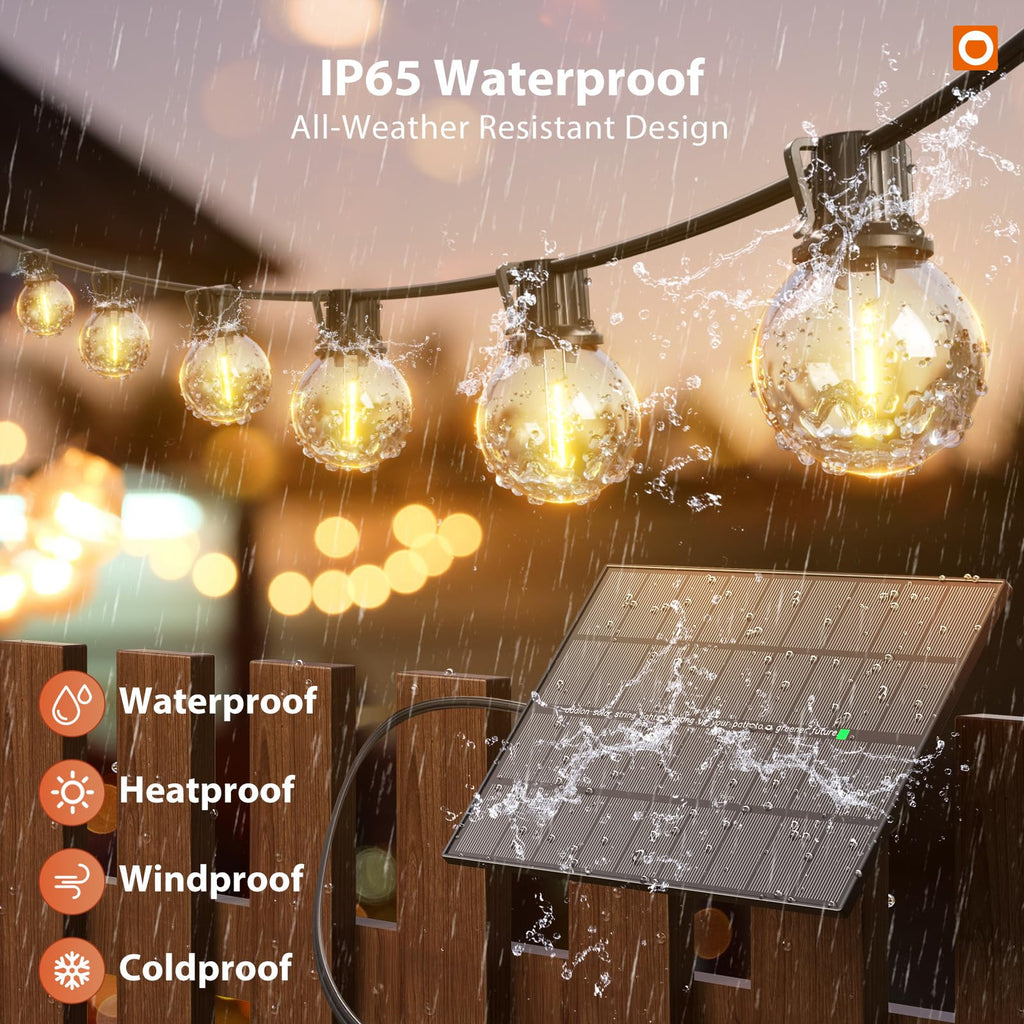 addlon 198FT(192+6) Solar String Lights Outdoor Waterproof, 96+8 LED Shatterproof Bulbs with Remote, Dimmable Brightness & 3 Modes, Solar Powered Patio Lights for Garden,Deck,Backyard,Wedding,Camping