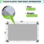 8x10Ft Clear Greenhouse Plastic Covering Tarp for Chicken Coop(16mil)