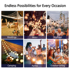 Stright 60FT Solar String Lights Outdoor Weatherproof with Remote, Solar Powered LED Edison Bulb 15 Sockets Outdoor String Lights for Outside Patio Backyard Fence Halloween Christmas Decorations