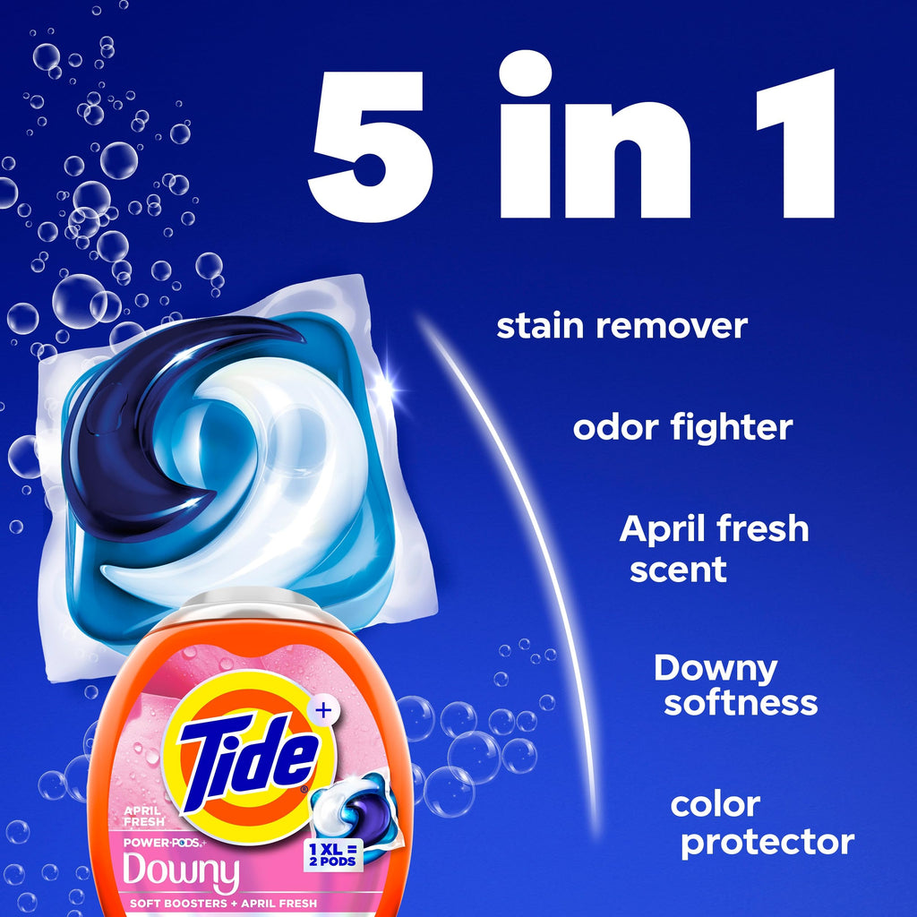 Tide Power PODs + Downy Laundry Detergent Pods, 45 Count, Soft Boosters + April Fresh