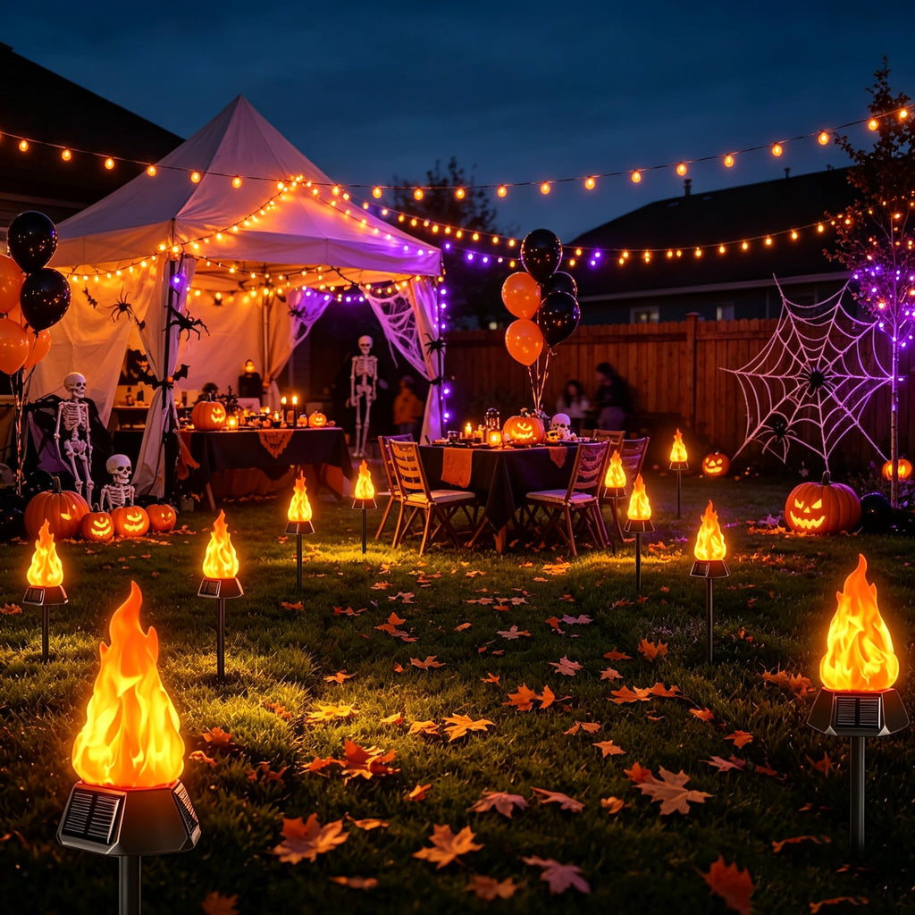 Toodour Solar Halloween Lights Outdoor, 4 Pack Solar Torch Light Waterproof