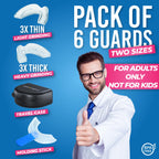 HONEYBULL Anti Grinding Night Guards, Moldable, 6 Pack Thin & Thick