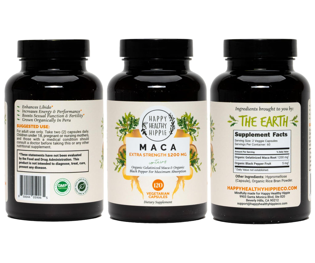 Organic Maca Root Capsules 1200 mg – Libido Support for Women Fast Acting & Potent | Female Maca Supplement | Energy Pills from Peru | Includes Black Pepper for Absorption | (2 Month Supply) 120 Ct