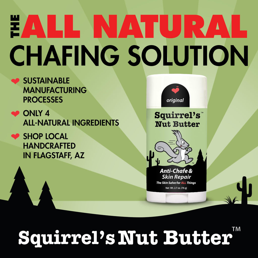Squirrel's Nut Butter Anti Chafe Stick | All Natural Chafe Prevention & Skin Care for Athletes, Runners & Adventurers | Thighs, Arms, Pack Straps & More | 2.7 oz