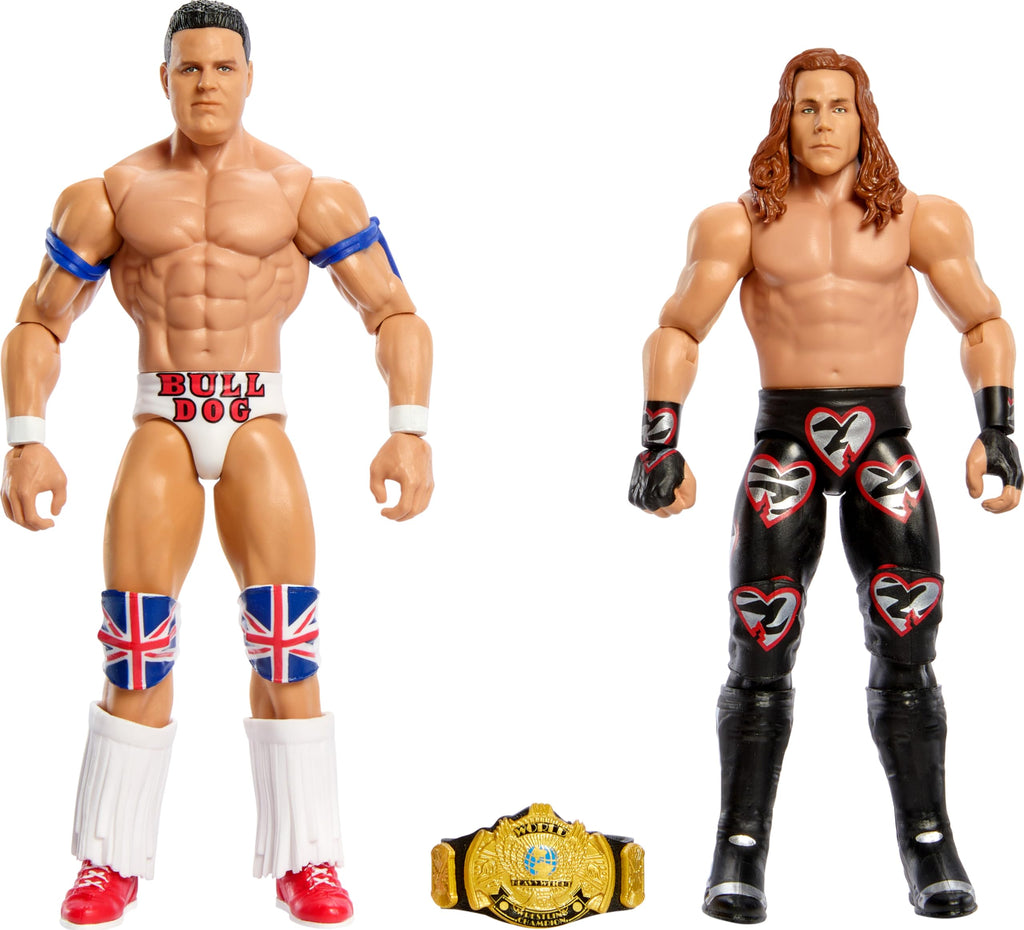 Mattel WWE Championship Showdown 2-Pack Action Figures & Accessory, Series #16 British Bulldog vs Shawn Michaels Collectible Set, 6-inch