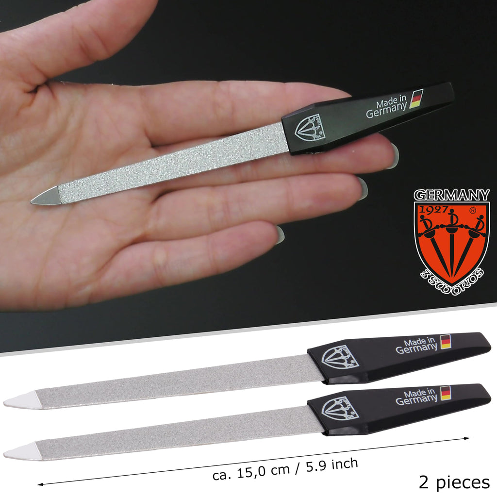 3 Swords Germany - Sapphire Metal Nail File Set 2 Pieces with 1 PIECE 3-Way Nail Buffer – Nail Care Made in SOLINGEN/Germany