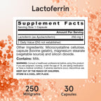 Jarrow Formulas Lactoferrin Supplements 250 mg - Immune-Supporting Glycoprotein for Healthy Immune System Support & Iron Absorption - Freeze Dried, Gluten Free, Non-GMO - 30 Capsules (Servings)