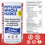 Yerba Prima Psyllium Whole Husks, 12 oz (2 Pack) - Colon Cleanser, Gluten Free, Non-GMO, Soothing Regularity