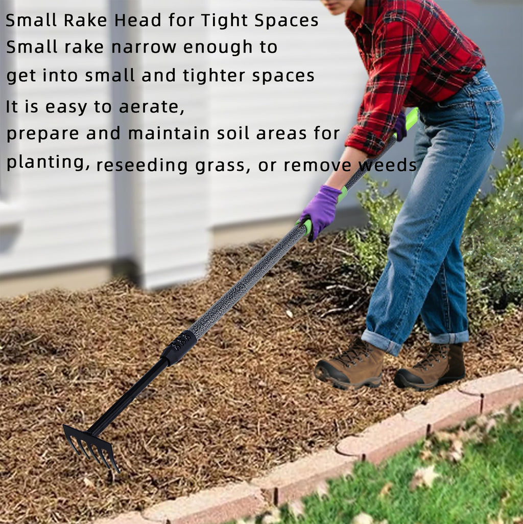 KLDOLLAR Hand Rake, Adjustable Handle Garden Small Rake Garden Tool
