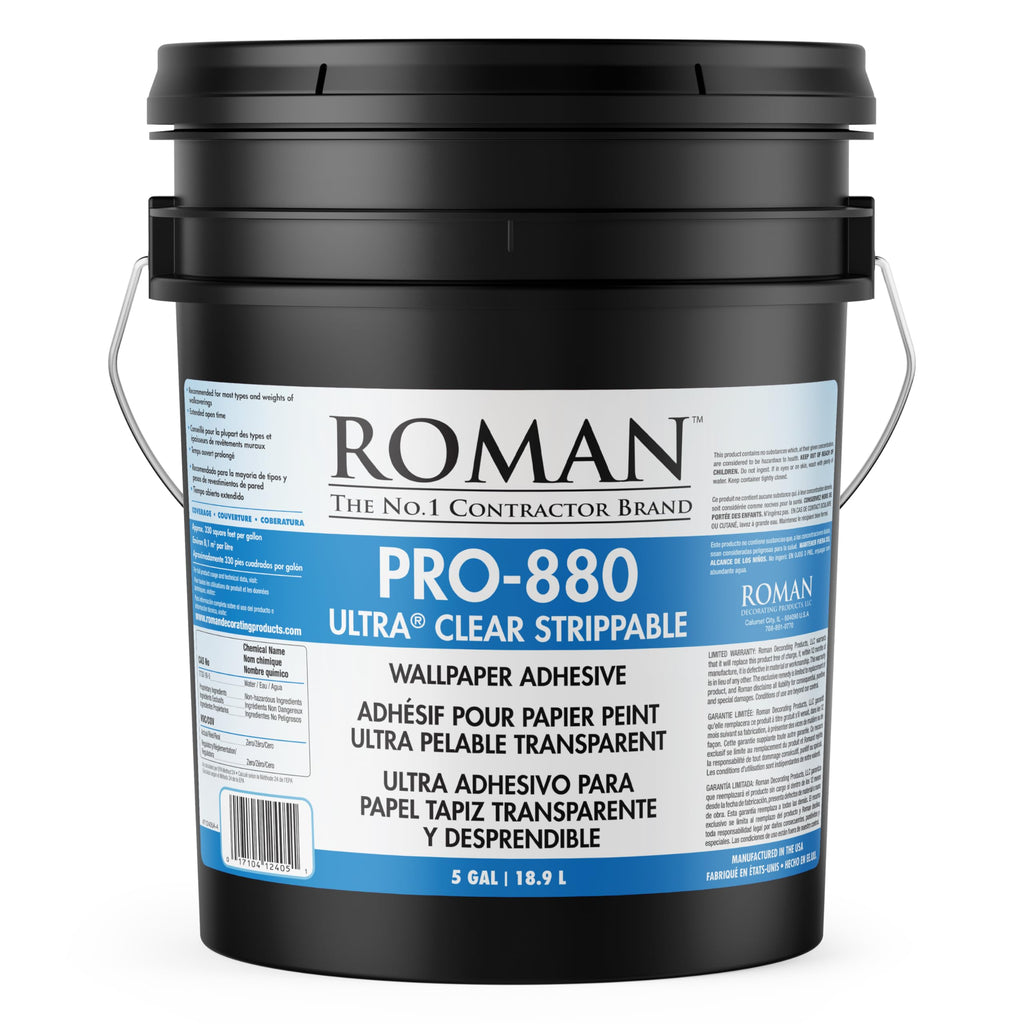Roman Ultra® Clear Strippable Wallpaper Adhesive, PRO-880 (5 Gallons - 1,650 sq. ft.)