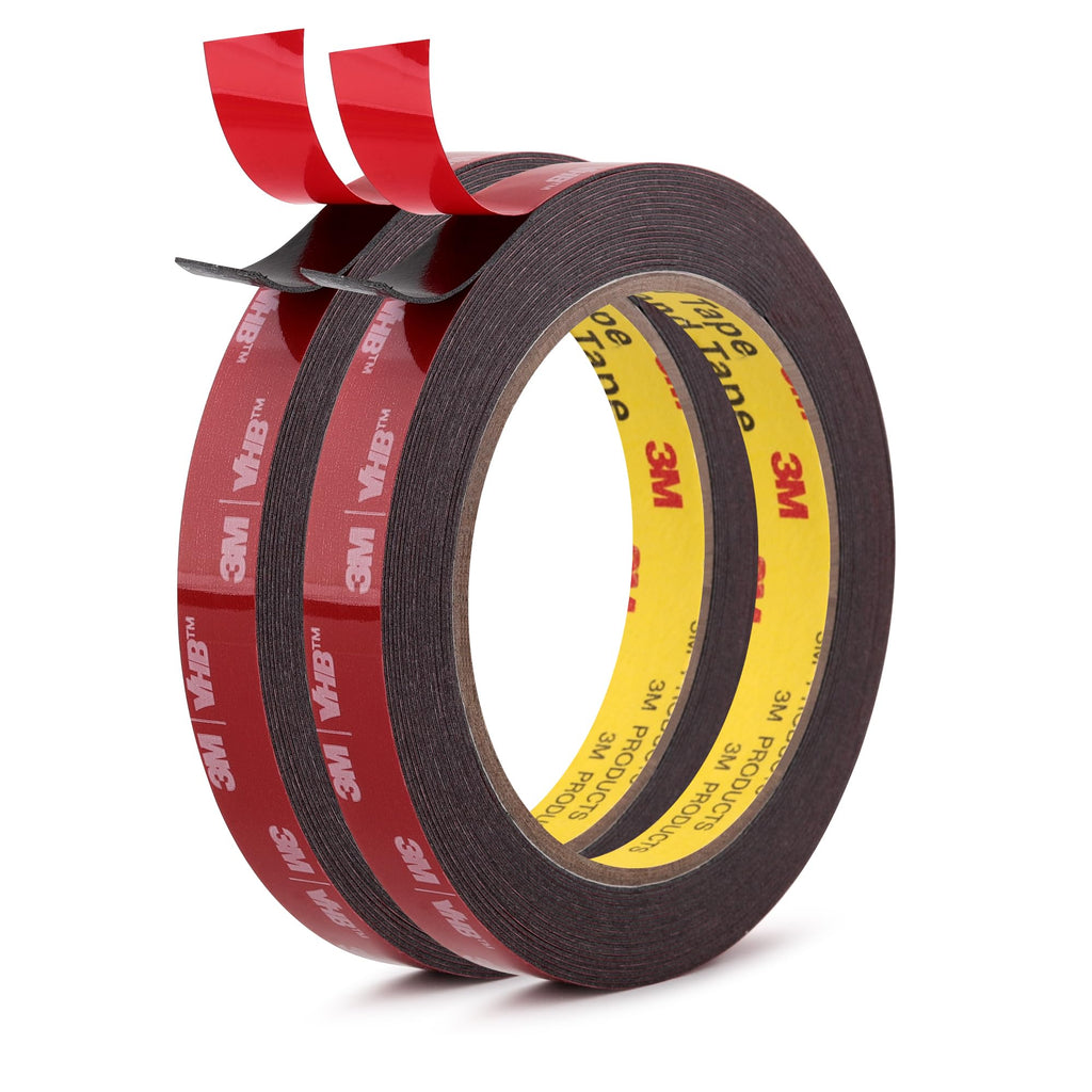 3M Double Sided Tape, Heavy Duty, 1/2” x 18Ft, 5925, Black, 2 Pack
