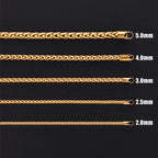 Fiusem 14K Gold Plated Wheat Chain Necklace for Men, 2.5mm 14K Gold Plated Stainless Steel Necklace Chains for Men and Women 24 Inch