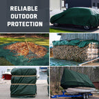 Kesfitt 16 Mil Heavy Duty Waterproof Tarp with Metal Grommets, Dark Green & Blue Reversible Poly Tarp, 10x10 ft, for Outdoor Protection, Yard, Garden, Farm, Camping & Equipment Coverage
