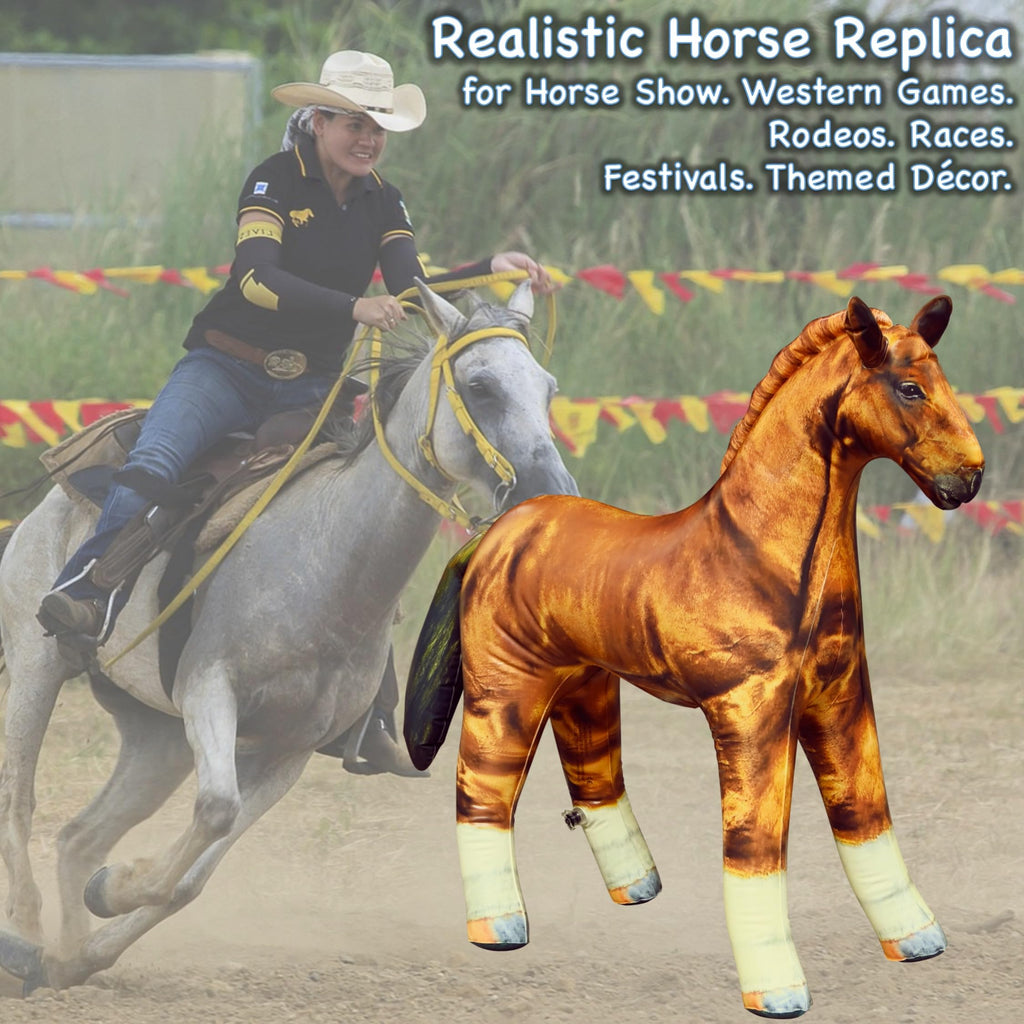 Jet Creations Inflatable Horse 38" L x 30" H – Blow Up Animal Toy for Kids Ages 3+, Golden Brown – Party Decoration, Yard Display, Western Themed Photo Prop, Birthday & Holiday Décor, 1 PC
