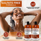 Moroccan Argan Oil Shampoo and Conditioner Set - Sulfate Free with No Parabens - Botanicals for Women and Men - Professional Moisturizing, Anti Frizz, Hydrating Solution for Dry, Wavy and Curly Hair