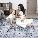 FXRHLP 5x7 Area Rug Living Room: Modern Washable Indoor Carpet Black