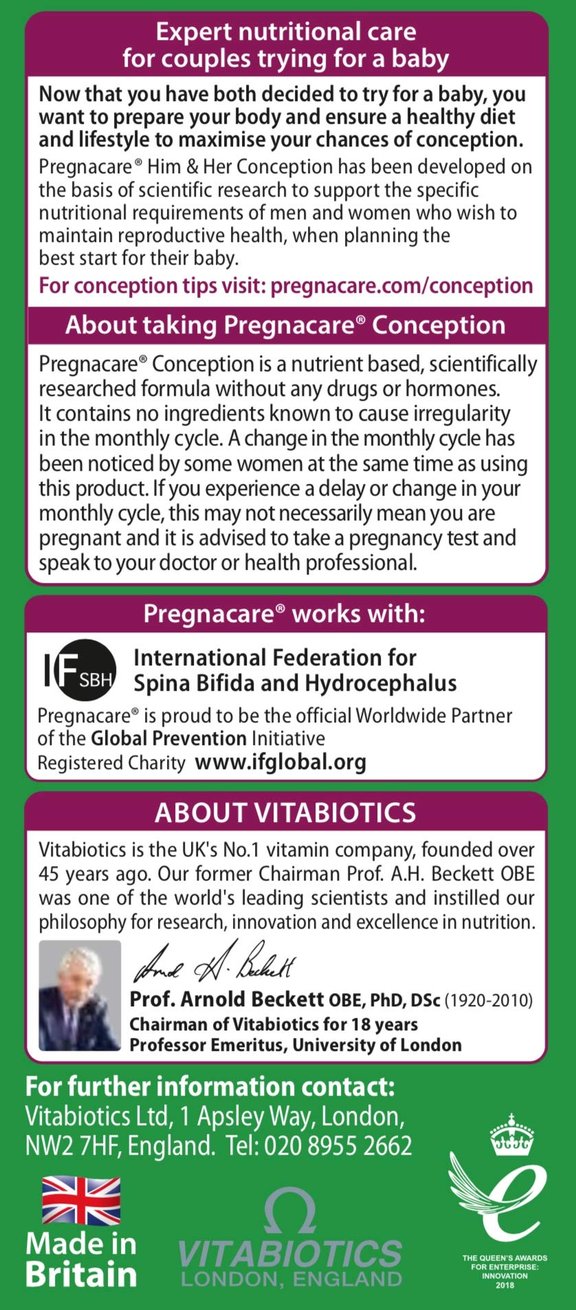 Vitabiotics - Pregnacare - His & Her Conception - 2x30 Tablets