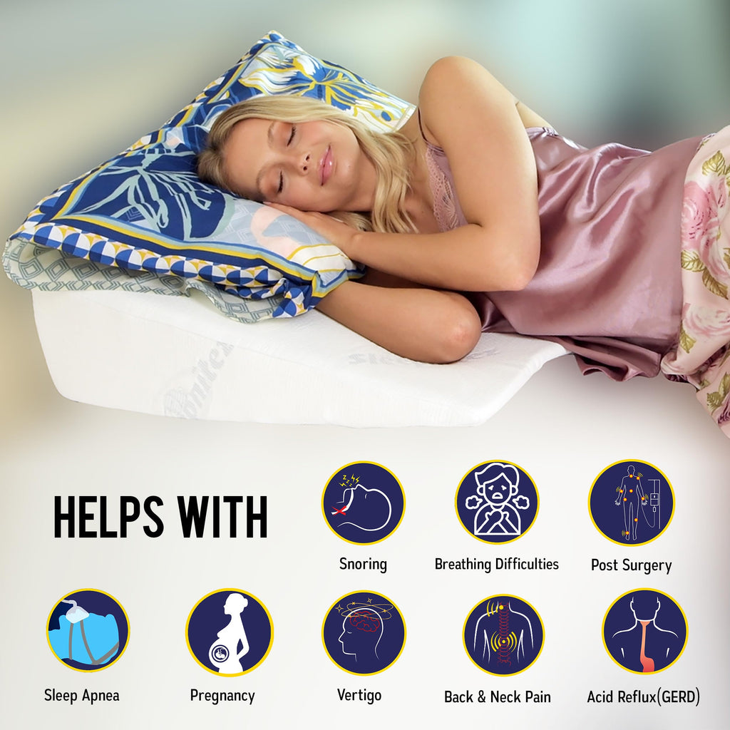 Sleepnitez Fsa Eligible 8" Bed Wedge Pillow – Memory Foam Wedge for Sleeping, Acid Reflux Pillow for Snoring, GERD, Pregnancy, Sleep Apnea, Reading – Luxurious 3.25" Memory Foam Top Layer