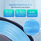 SUNLU Shiny Sparkle PLA Filament 1.75mm, Twinkling Blue