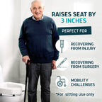 Lunderg Padded Toilet Seat Riser for Seniors - Adds 3 inches. Universal Fit - FIRM Raised Toilet Seat Cushion with High-Density Foam for Enhanced Comfort & Elevation. Post-Surgery Must have (White)