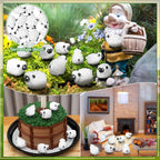 Suzile 50 Pcs Mini Sheep Figurine Miniature Resin Sheep Figurine White Lamb Figure Cute Animal Statue Landscape Little Decor for Spring Summer Outdoor Garden DIY Ornament Cake Topper(Classic Style)