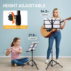CAHAYA Sheet Music Stand Portable Folding Dual Use Desktop Book Holder