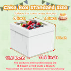 RYDDOY 3 Pack Cake Boxes, 12x12x8 Inches Tall Cake Box with Clear Window