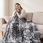 Electric Heated Blanket Throw Size 50"x60", Soft Sherpa Faux Fur Heating Blanket with 10 Adjustable Heat Settings, Fast Heating, 1-8 Hour Timer Auto Shut Off & Overheat Protection & Machine Washable