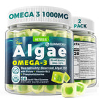 2 Pack Algae Omega 3 Gummies 1000mg, Plant Based DHA 460mg & EPA 230mg, Omega 3 Fish Oil Alternative for Adults, Plus MethylFolate, Vitamin B12, Phosphatidylserine, No Fishy Taste, Vegan, Sugar Free