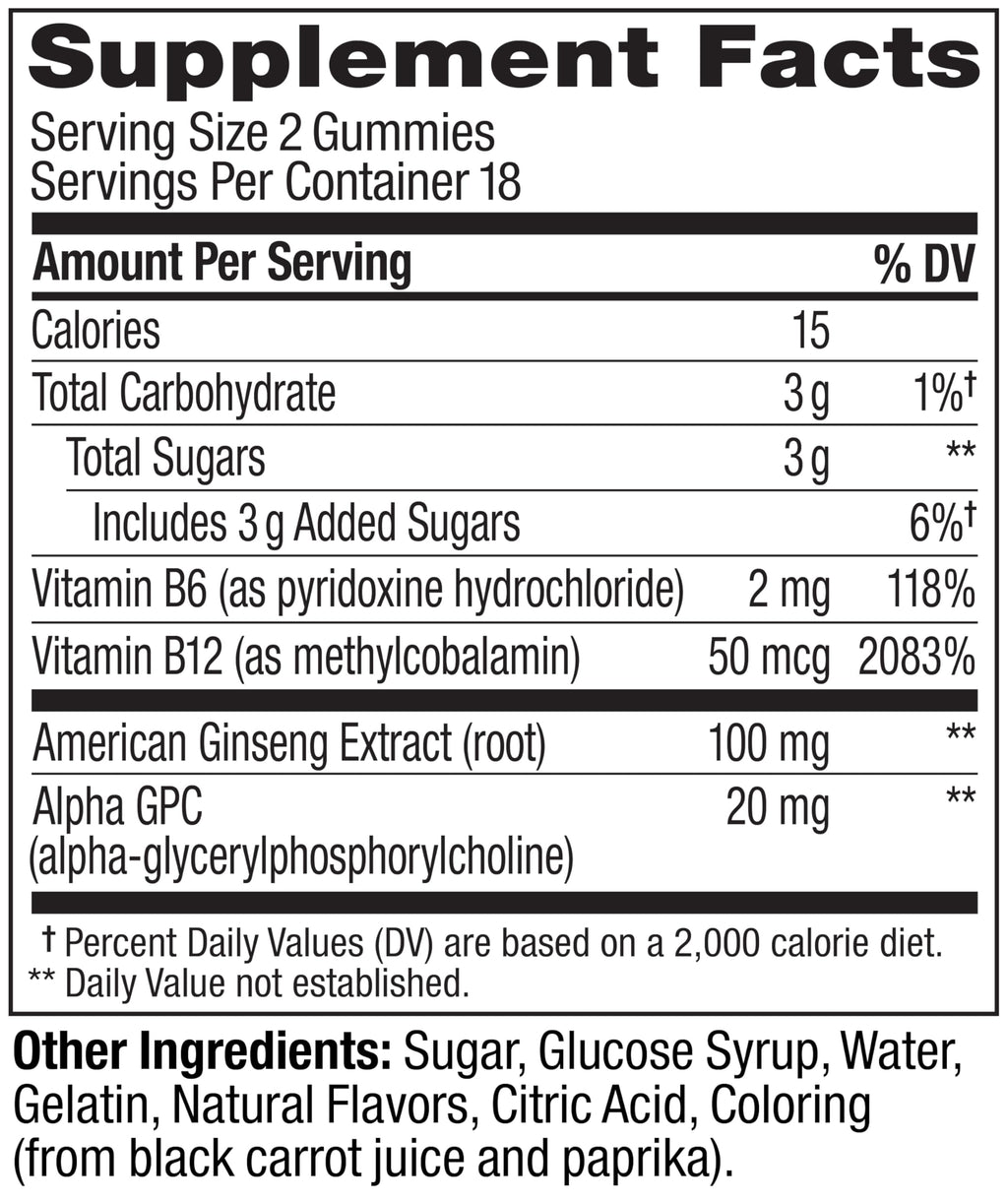 OLLY Laser Focus Gummy, Ginseng, Alpha GPC, B Vitamins, Berry Tangerine Flavor - 36 Count (Pack of 2)