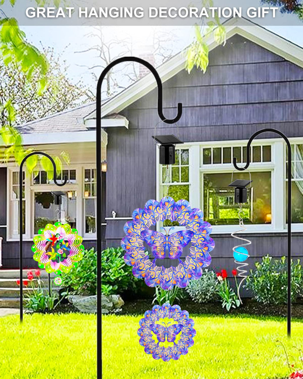 Solar Powered Wind Spinner Motor, Mobile Rotating Motor, Small Automatic Turner for Wind Chimes, Sun Catchers, Hanging Display Art Ornaments, Outdoor Solar Energy Operated Spinning Hanger