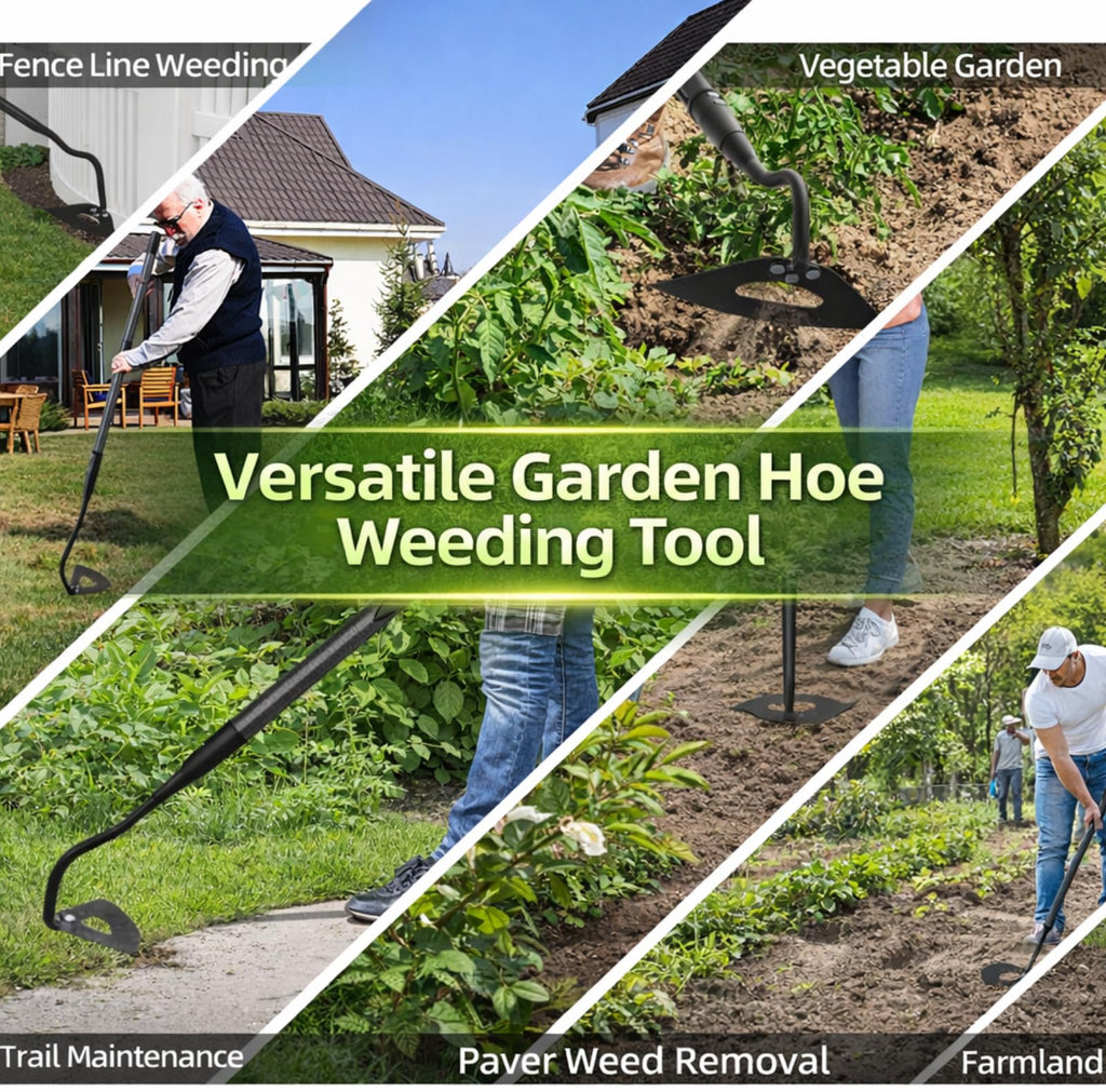 CALCHELE Garden Hoe Weeding Tool - Sharp Hollow Blade,58" Adjustable Long Handle, Heavy Duty Weed Hoes for Gardening,Push Pull Dutch Scraper for Garden Bed, Yard,Lawn Weeder Removal