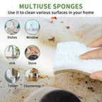 KICKLEEN 16 Pack Biodegradable Natural Kitchen Sponge - Compostable Cellulose and Coconut Walnut Scrubber Sponge - Eco Friendly Sustainable Sponges for Dishes