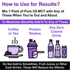 Pure C8 MCT Oil Sachets - Boosts Ketones 4X Versus Other MCTs - Highest 99%+ Purity - 100% Coconut Sourced - Lab Tested Purity - Box of 15 X 15 ml MCT Oil Travel Sachets - Ketosource