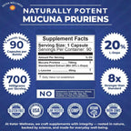 Mucuna Pruriens 20% L-Dopa – Standardized Velvet Bean Extract for Natural Dopamine, Focus & Mood Support – Pure 8:1 Concentrated Herbal Supplement – Vegan, Non-GMO, 90 Capsules