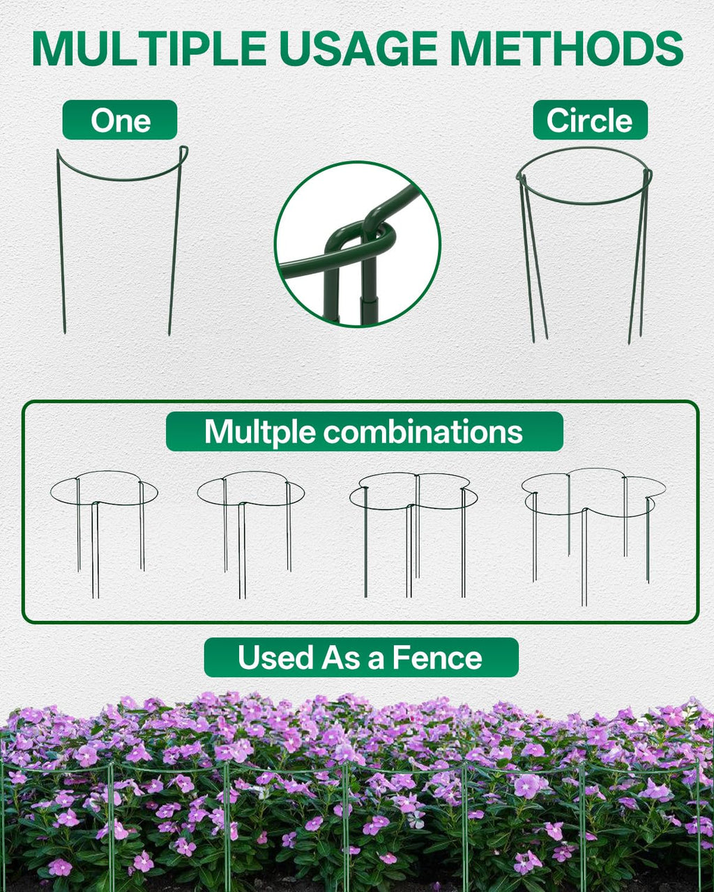 8 Pack 24 In Plant Support Stakes, Peony Cages And Supports with 15 Lables