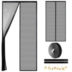 Magnetic Screen Door - Self Sealing, Heavy Duty, Hands Free Mesh Partition Keeps Bugs Out Let Breeze in- Pet and Kid Friendly - Keep Open Feature (Black, Fit Door Size 38 x 82 Inch)